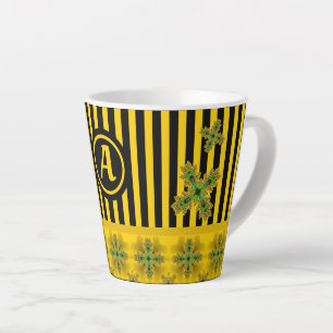 Artdeco-Blume im Retro-Stil mit Monogramm Milchtasse