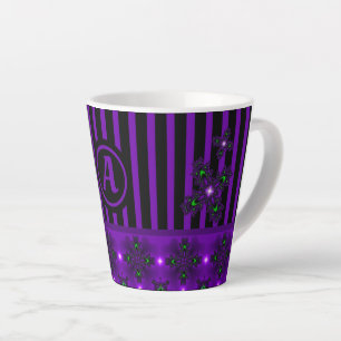 Artdeco-Blume im Retro-Stil mit Monogramm Milchtasse