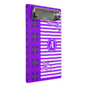 Artdeco-Blume im Retro-Stil mit Monogramm Mini Klemmbrett (Schrägansicht)