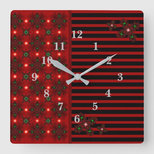 Artdeco-Blume im Retro-Stil Quadratische Wanduhr (Vorderseite)