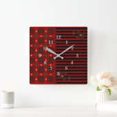 Artdeco-Blume im Retro-Stil Quadratische Wanduhr (Zuhause)