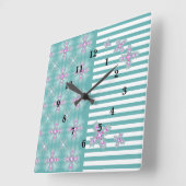 Artdeco-Blume im Retro-Stil Quadratische Wanduhr (Winkel)