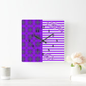 Artdeco-Blume im Retro-Stil Quadratische Wanduhr (Zuhause)