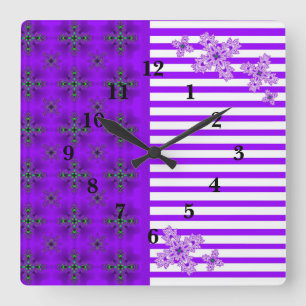 Artdeco-Blume im Retro-Stil Quadratische Wanduhr