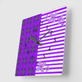 Artdeco-Blume im Retro-Stil Quadratische Wanduhr (Winkel)