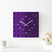 Artdeco-Blume im Retro-Stil Quadratische Wanduhr (Zuhause)