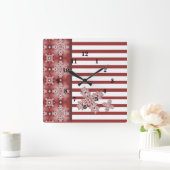 Artdeco-Blume im Retro-Stil Quadratische Wanduhr (Zuhause)