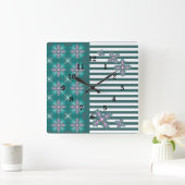 Artdeco-Blume im Retro-Stil Quadratische Wanduhr (Zuhause)