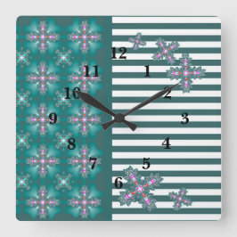 Artdeco-Blume im Retro-Stil Quadratische Wanduhr