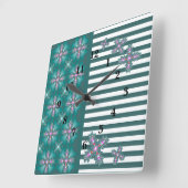 Artdeco-Blume im Retro-Stil Quadratische Wanduhr (Winkel)