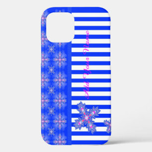 Artdeco-Blumen im Retro-Stil, fügen Sie Ihren Name iPhone 12 Pro Hülle