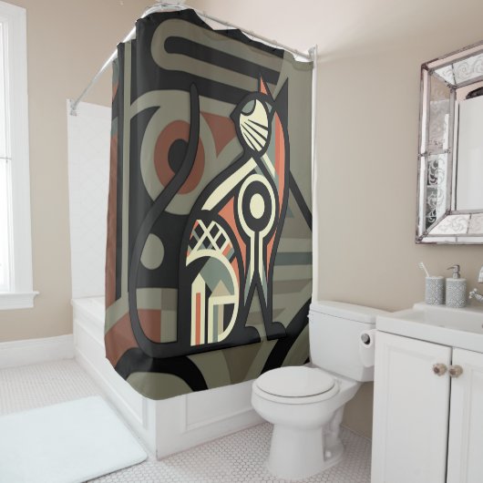 ArtDeco Cat Duschvorhang (Beispiel)
