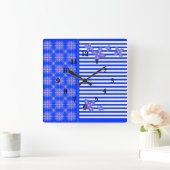 Artdeco Flowers in Retro Style Quadratische Wanduhr (Zuhause)