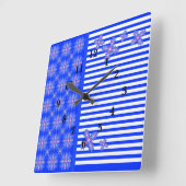 Artdeco Flowers in Retro Style Quadratische Wanduhr (Winkel)