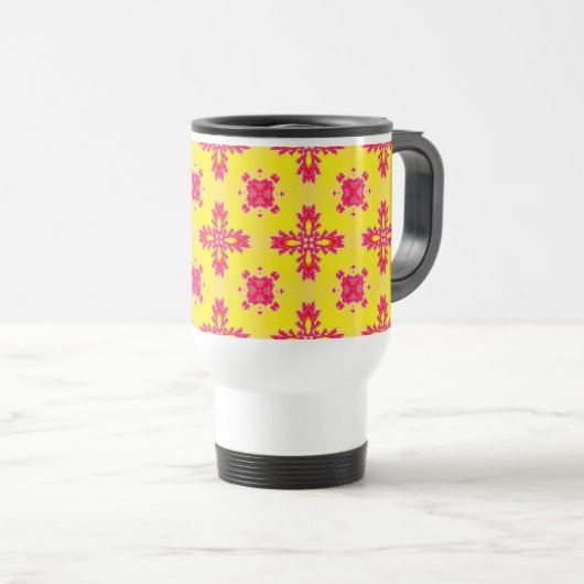 Artdeco Flowers in Retro Style Reisebecher (VorderseiteRechts)