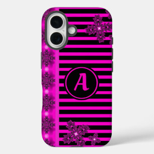 Artdeco Flowers in Retro Style with monogram iPhone 16 Hülle