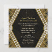 ArtDeco Gold+Black Leather Dinner Party Einladung (Rückseite)