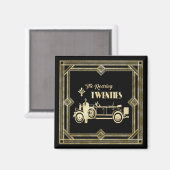 ArtDeco Roaring 200 Black Gold Gatsby Car Magnet (Vorderseite/Rückseite)
