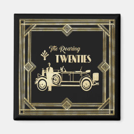 ArtDeco Roaring 200 Black Gold Gatsby Car Magnet