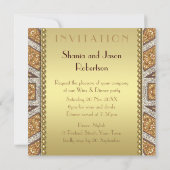 ArtDeco Sun Golden Glitzer Abendessen Party Einlad Einladung (Rückseite)