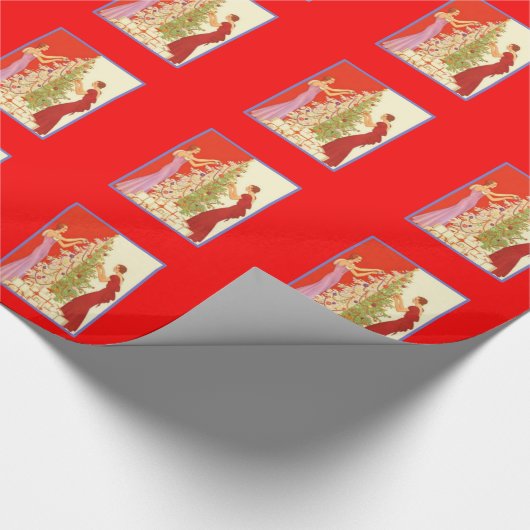 ArtDecoLadiesChristmas-GlossyWrapPaper 2' x6'Roll Geschenkpapier (Ecke)
