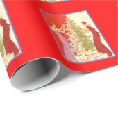 ArtDecoLadiesChristmas-GlossyWrapPaper 2' x6'Roll Geschenkpapier (Rolleneckpunkt)
