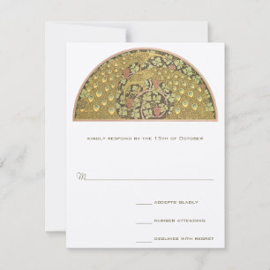 Arte Art Nouveau Vineyard Peacock Response Card RSVP Karte