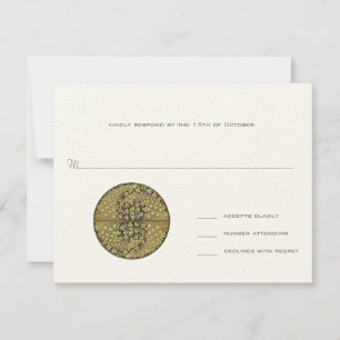 Arte Art Nouveau Vineyard Peacock Response Card RSVP Karte