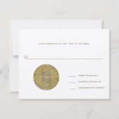 Arte Art Nouveau Vineyard Peacock Response Card RSVP Karte (Vorderseite)