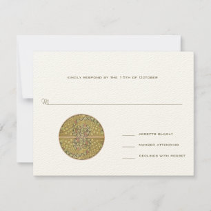 Arte Art Nouveau Vineyard Peacock Response Card RSVP Karte