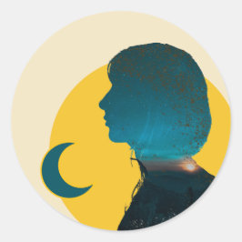 Arte Azul Escura Clássica Contemplativa e Criativa Runder Aufkleber