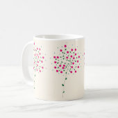 Arte Botânica Harmônica com Flores Rosas e Folhas Kaffeetasse (Vorderseite Links)