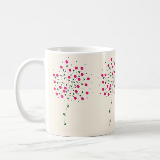 Arte Botânica Harmônica com Flores Rosas e Folhas Kaffeetasse (Links)