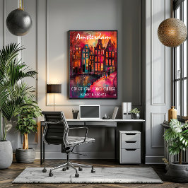 Arte Colorido de Ámsterdam en Estilo Contemporáneo Poster