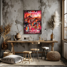 Arte Contemporáneo Estambul en colores vibrantes.  Poster