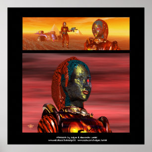 ARTE CYBORG, DESERT HYPERION SCIENCE FICTION Scifi Poster