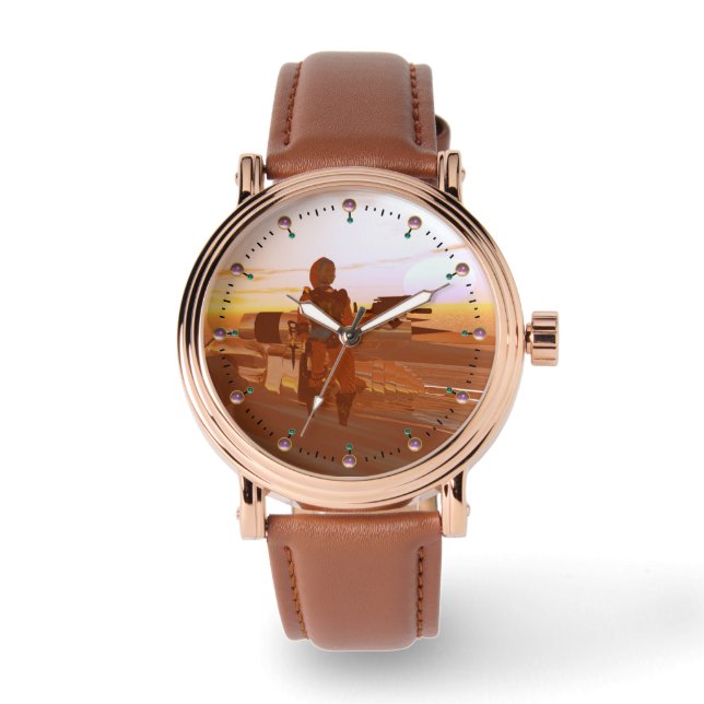 ARTE CYBORG, WÜSTE HYPERION, SCIENCE FICTION Scifi Armbanduhr (Vorderseite)