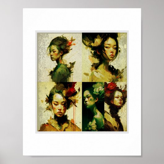 Arte floral digital y estética oscura. poster (Vorne)