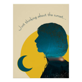 Arte "Just thinking" about com Figura Feminina Poster