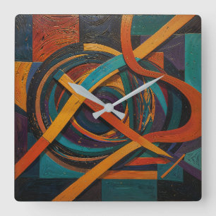 Artefakt - Geometrisches Kunstdesign Quadratische Wanduhr