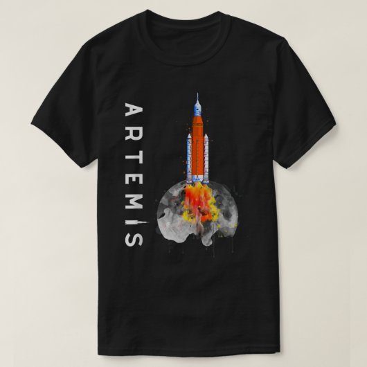 Artemis 1 SLS Raketenstart zum Mond und T-Shirt (Design vorne)
