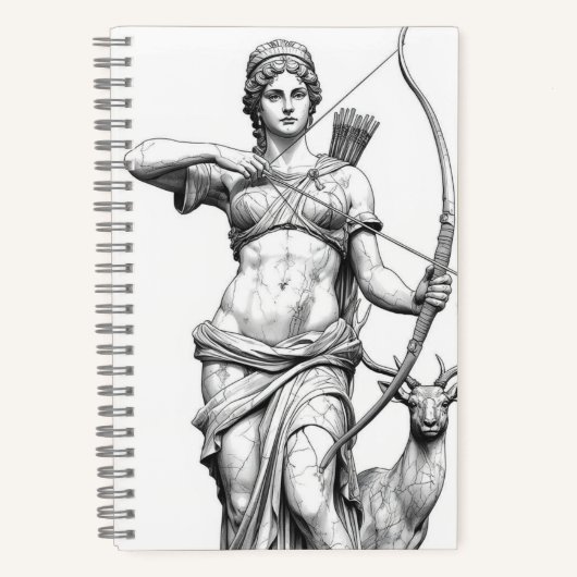 Artemis Goddess Mythology Line Art Notebook Notizblock (Vorderseite)