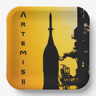 Artemis II auf der Startrampe Pappteller
