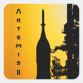 Artemis II auf der Startrampe Quadratischer Aufkleber