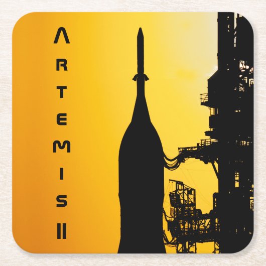 Artemis II auf der Startrampe Rechteckiger Pappuntersetzer (Vorderseite)