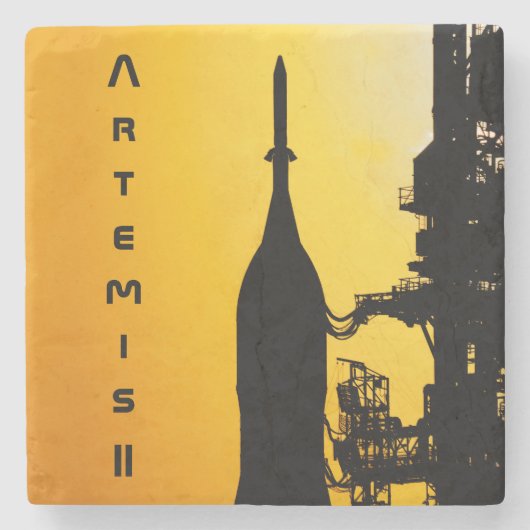 Artemis II auf der Startrampe Steinuntersetzer (Vorderseite)