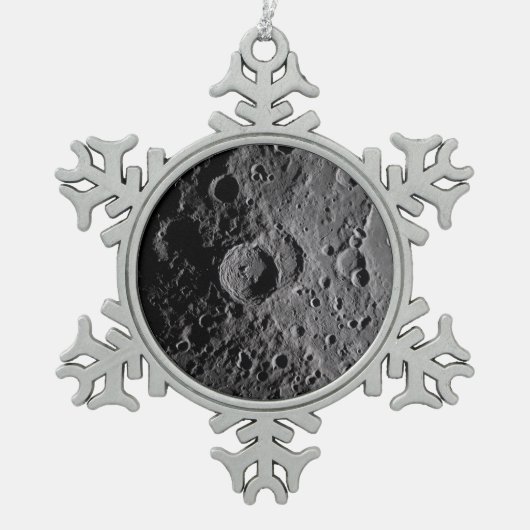 Artemis II Lunar Craters Schneeflocken Zinn-Ornament (Vorderseite)