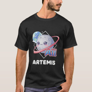 Artemis II Mond mit rosa Ringen & Erde T-Shirt