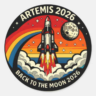 Artemis II Moon Mission 2026 Poster | NASA Rocket  Runder Aufkleber