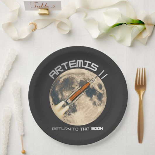 Artemis-Mondmission Pappteller (Hochzeit)